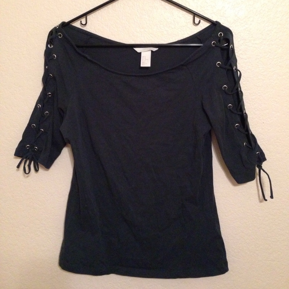 H&M lace up top. Short sleeve