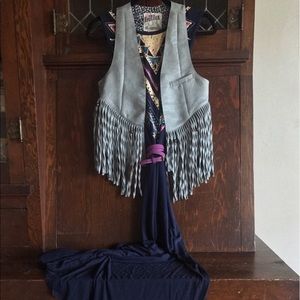 Billabong Gray Suede Fringe Vest