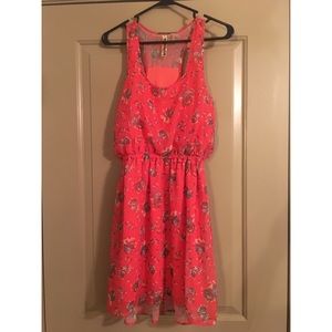 Razor Back Pink Floral Short Summer Dress