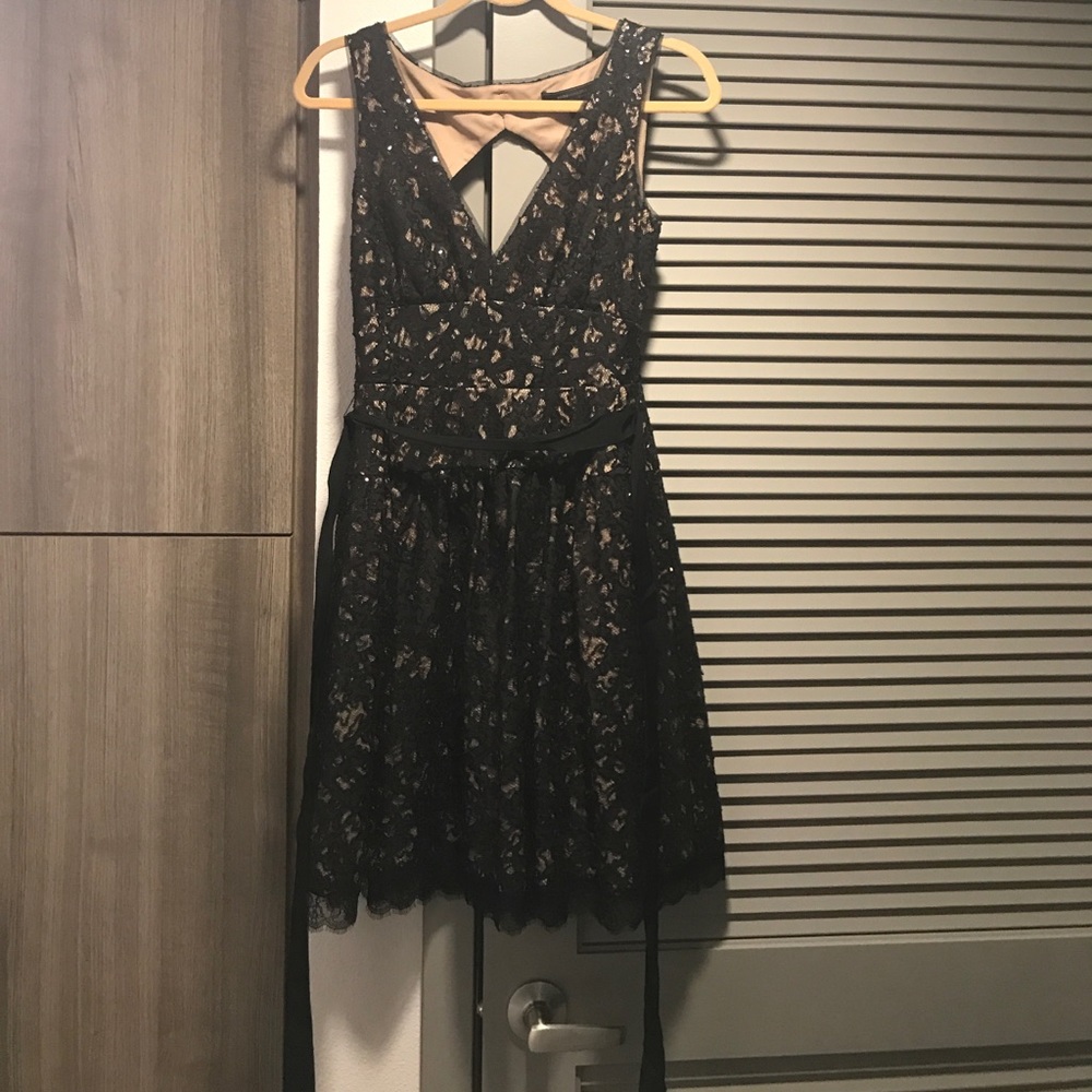 BCBG Katarina Black Sequin Lace Dress