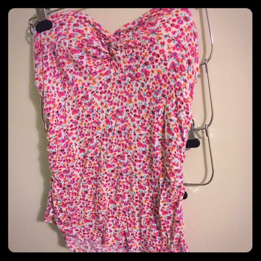 Floral Strapless Bodycon Top