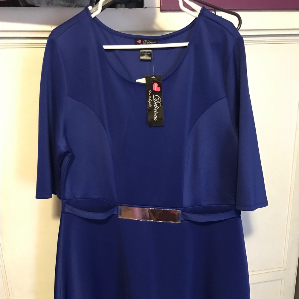 Blue dress with silver mini belt