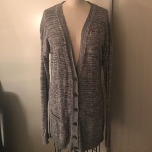Hollister heather grey sweater knit cardigan