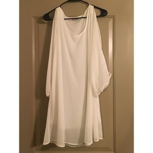 White Long Sleeve Chiffon Dress