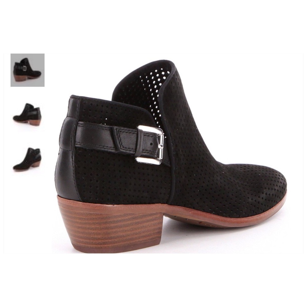 Black Paula Perforated Suede Booties - Picture 1 of 4