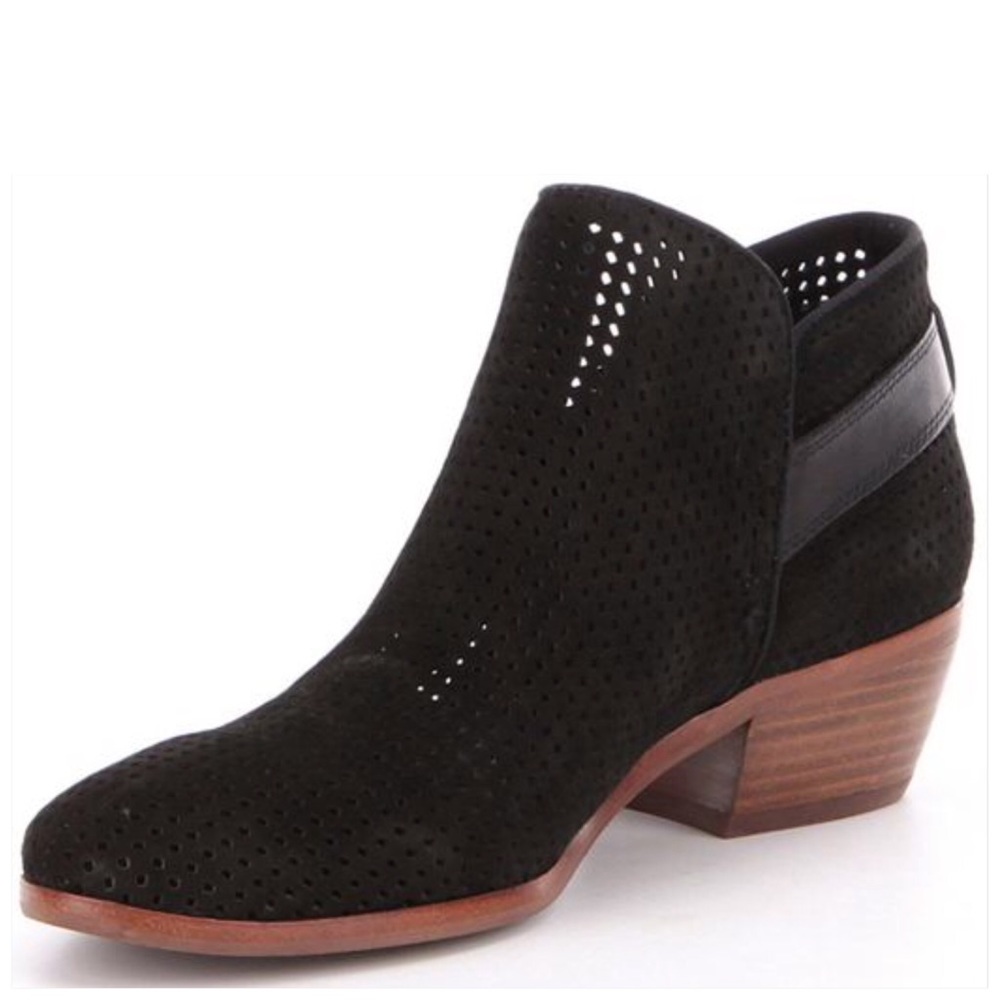 Black Paula Perforated Suede Booties - Picture 2 of 4