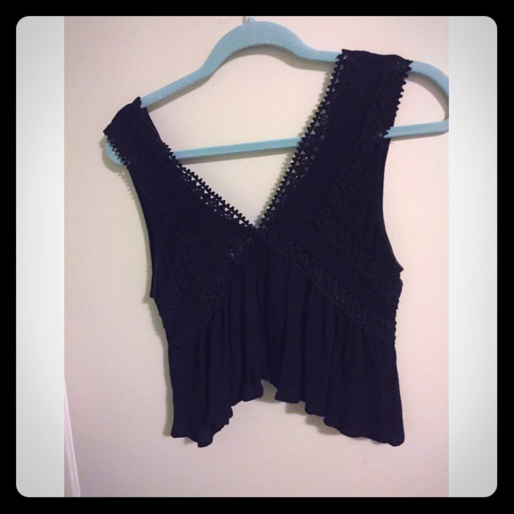 Crochet Knit Black Top