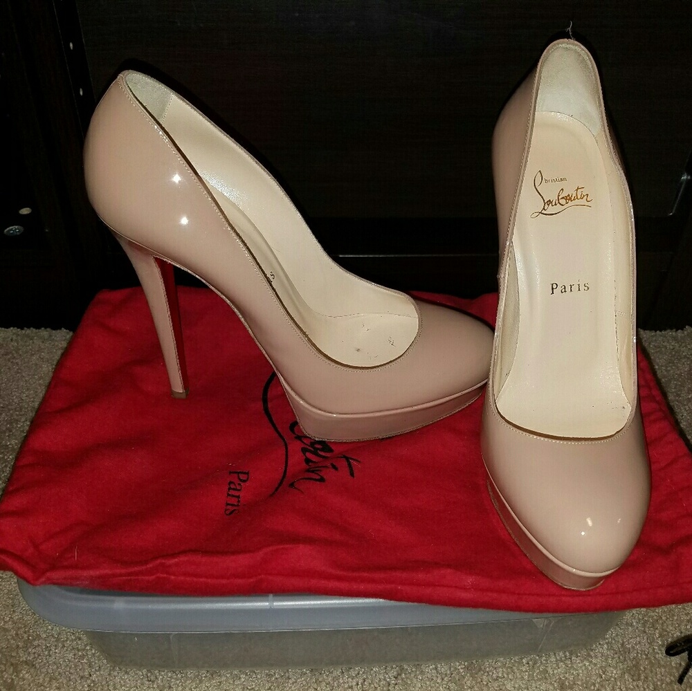 Louboutin Bianca 140 Patent Calf Nude Platforms