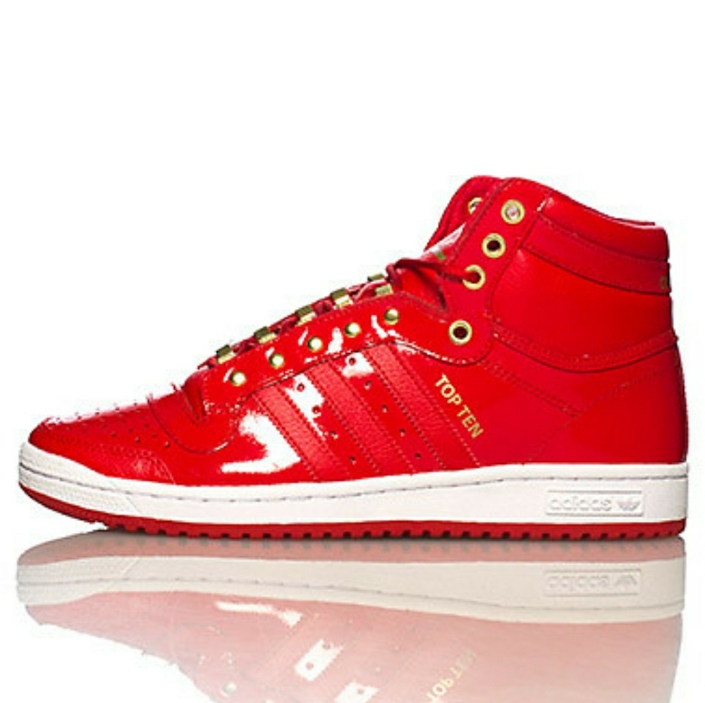 Adidas top 10 hi tops - red