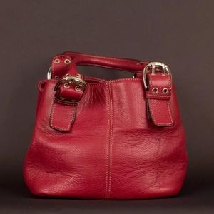 Tignanello Red Pebbled Leather Satchel Tote