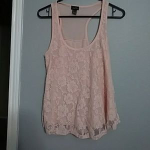 Pink lace tank top
