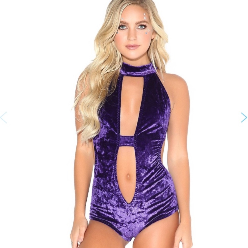 Purple velvet bodysuit