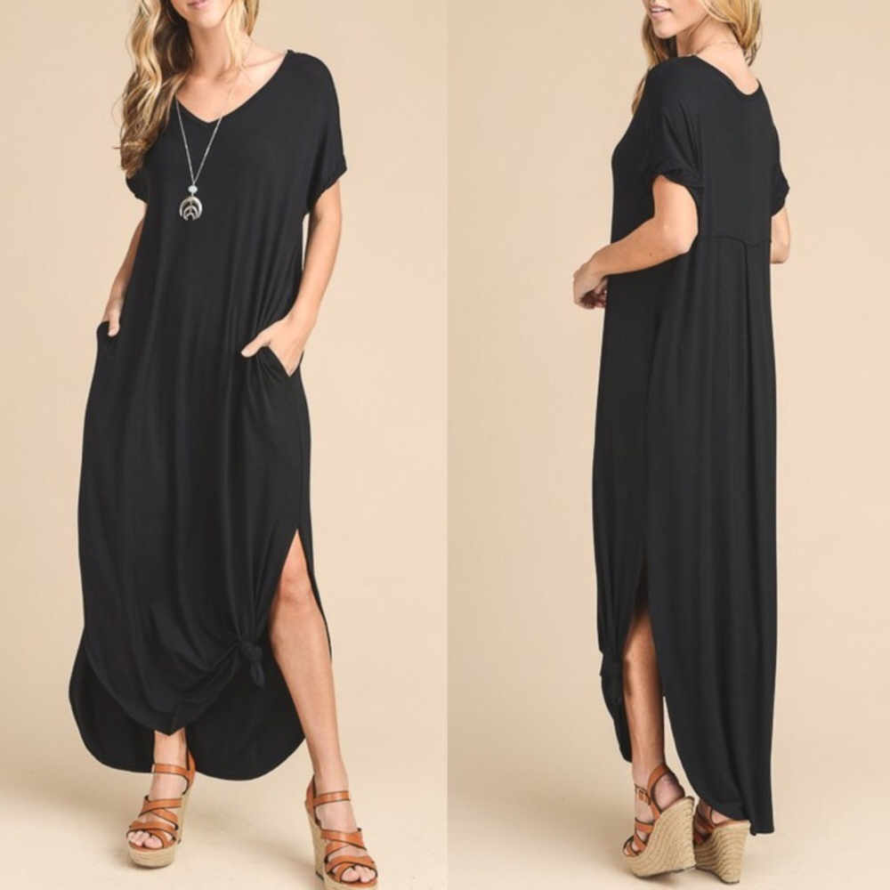 New boho oversized loose maxi dress slit pockets - Picture 7 of 8