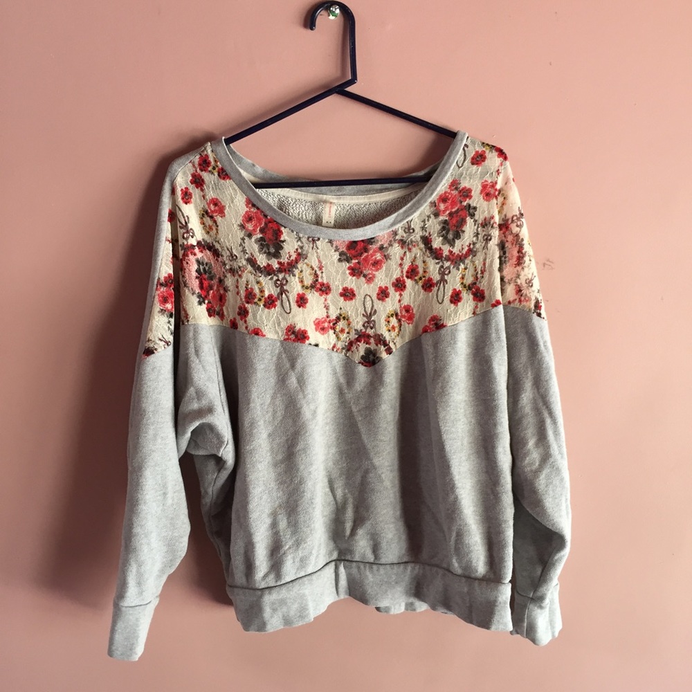 WE THE FREE lace front sweater