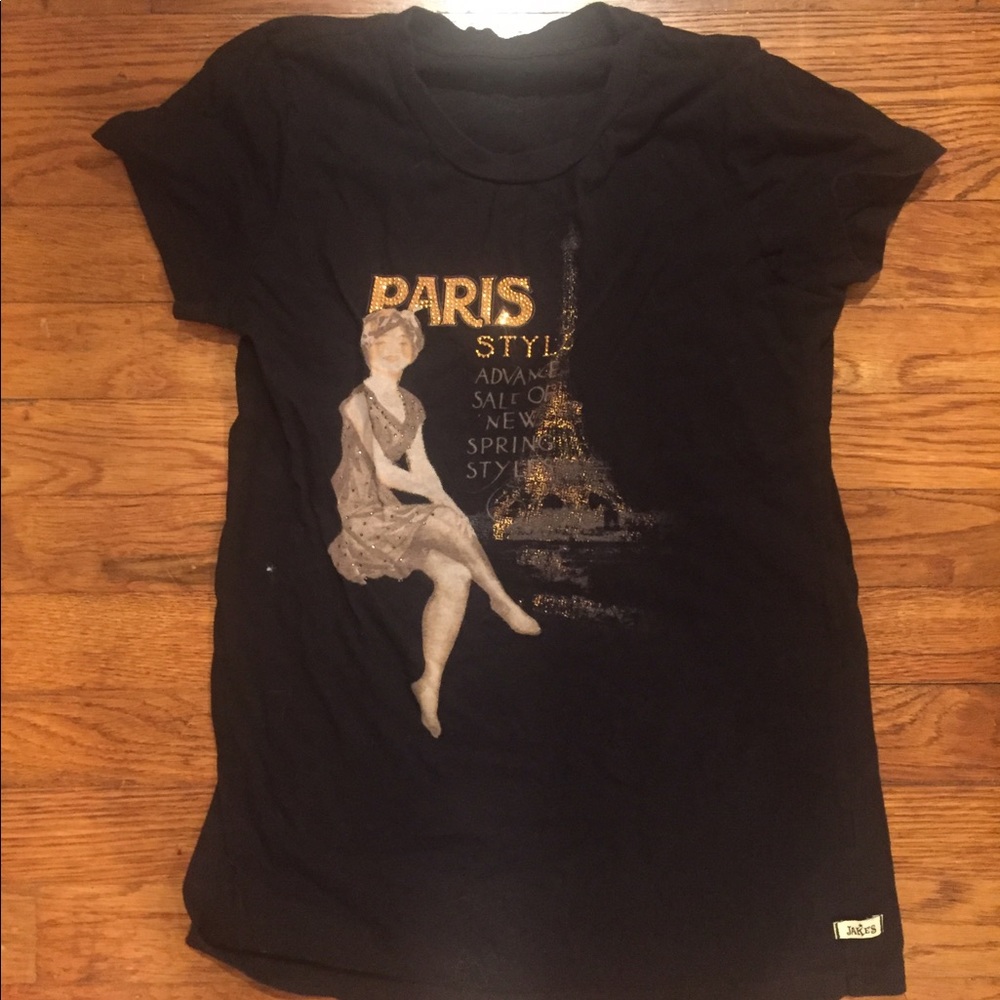 black paris style tshirt