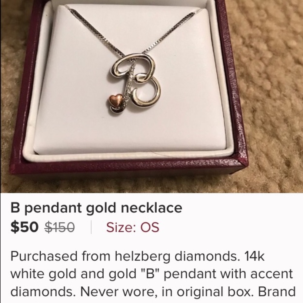 B pendant gold necklace