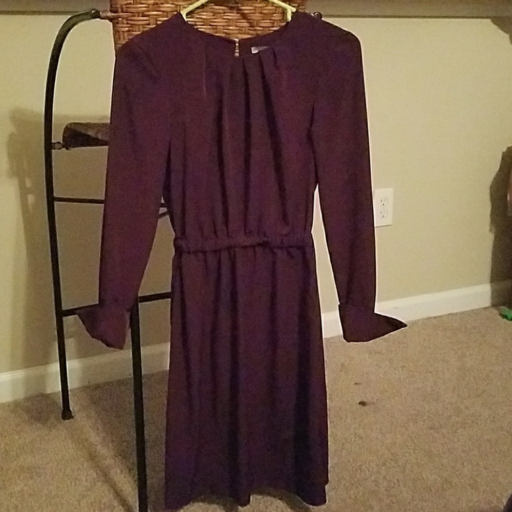 Purple midi long sleeve dress