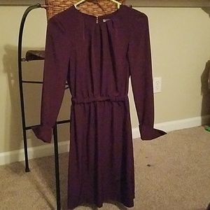 Purple midi long sleeve dress