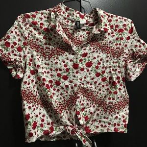 H&M Divided Floral Button Down Crop Top