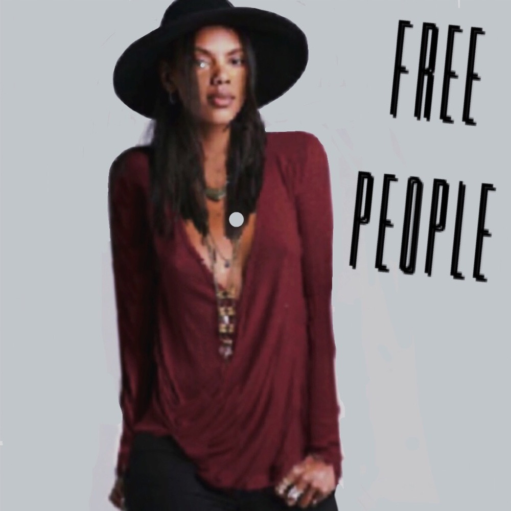 We The..Free People Miss Rose Surplice Knit Blouse