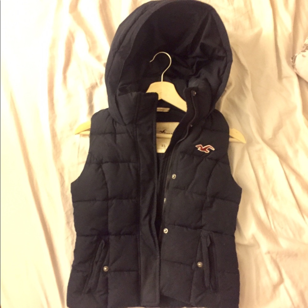 Navy blue Hollister Co Vest with Hood
