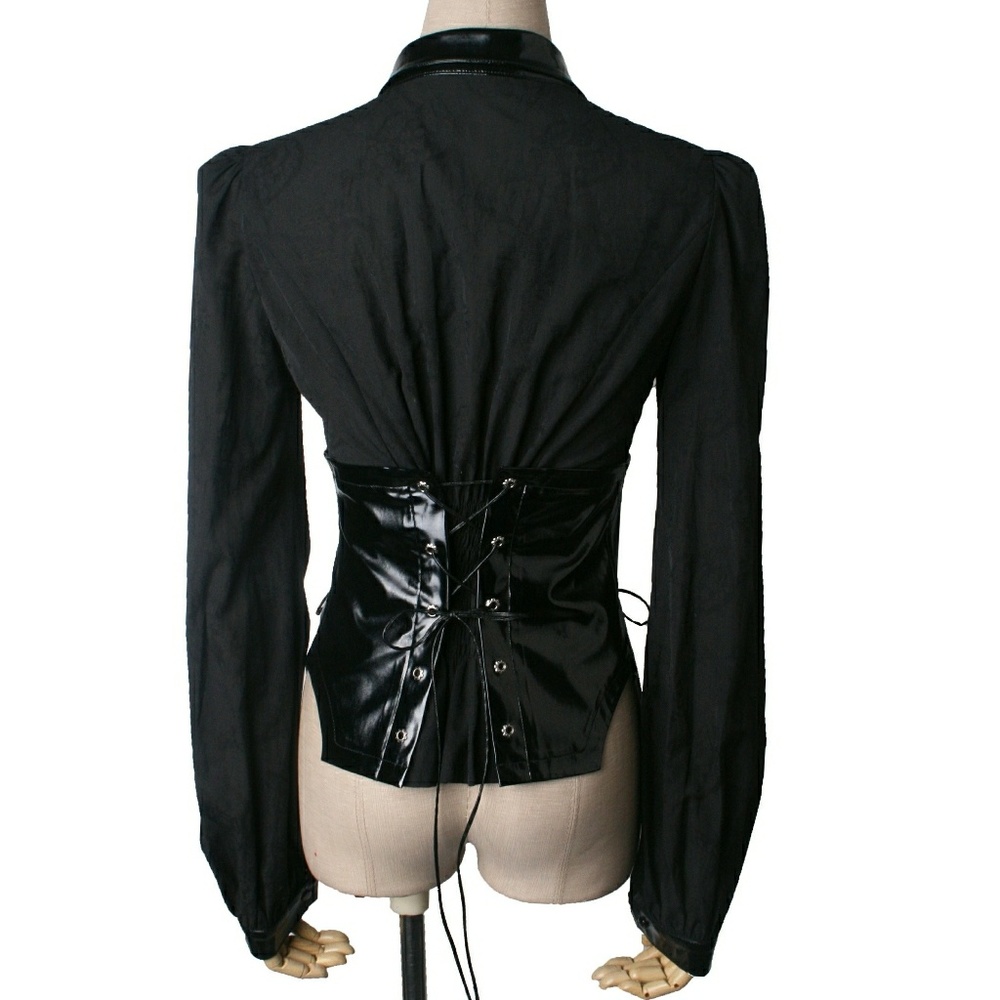 NWT Black Military Goth Industrial Rave Shirt Punk - Picture 7 of 7