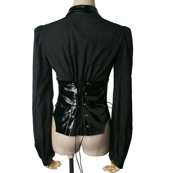 NWT Black Military Goth Industrial Rave Shirt Punk - Picture 7 of 7