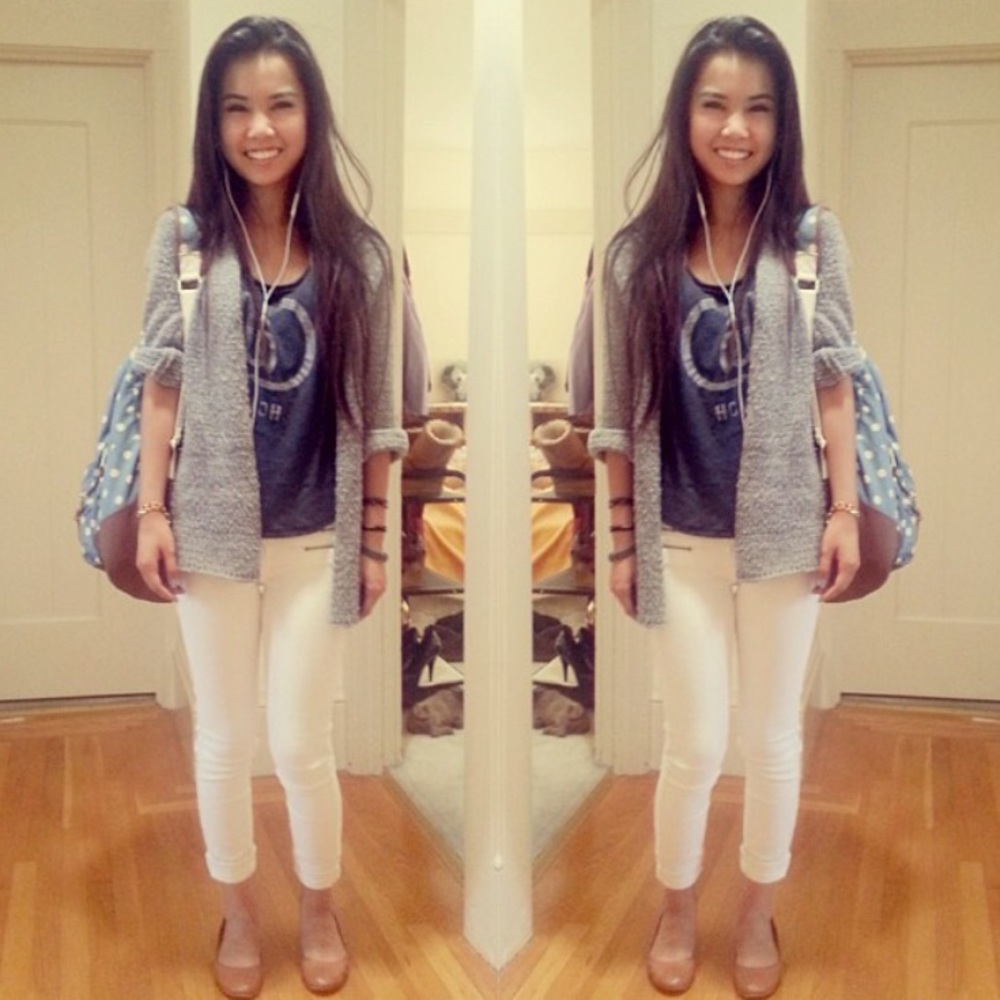 White skinny ankle jeans