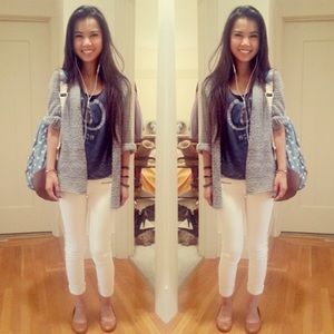 White skinny ankle jeans