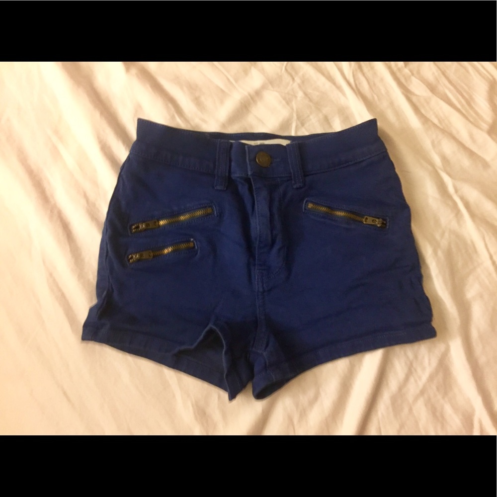 Blue high rise shorts