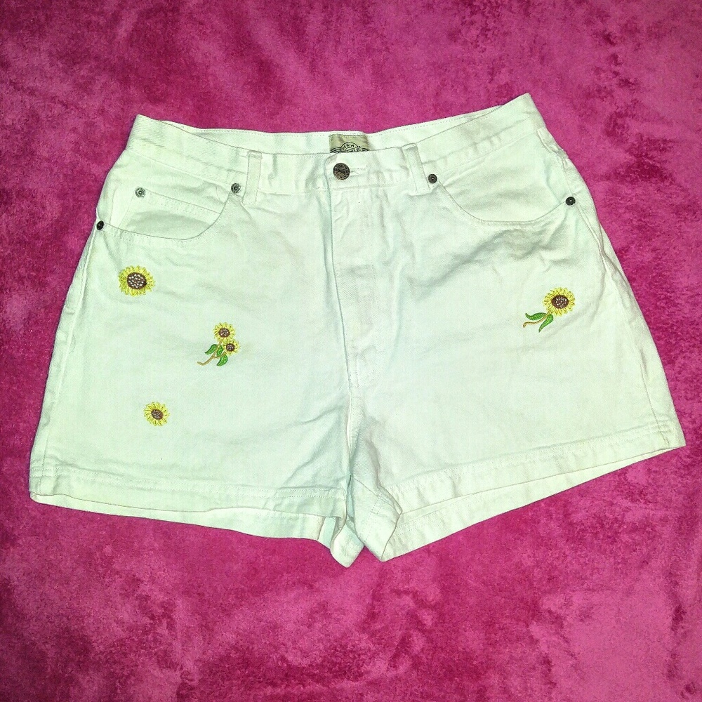 SOLD! Embroidered White Denim Shorts