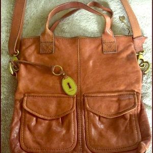 Fossil Brown Leather Crossbody Bag