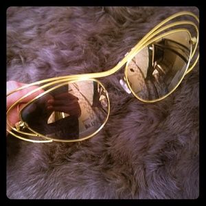 Erdem for Linda Farrow Yellow Cat Eye Sunglasses