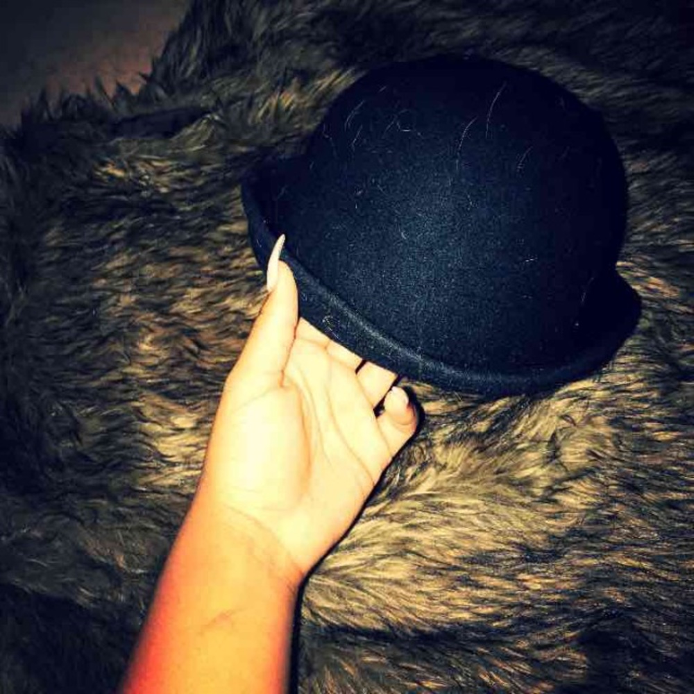 Top hat bucket hat bowl hat black fuzzy