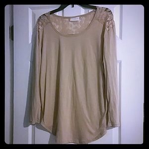 Tan solid top with lace, never worn