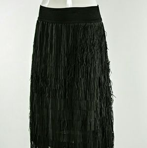 Ruffled fringe knee length skirt