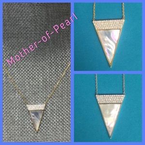 Sterling S Mother-of-Pearl Triangle & CZ Necklace