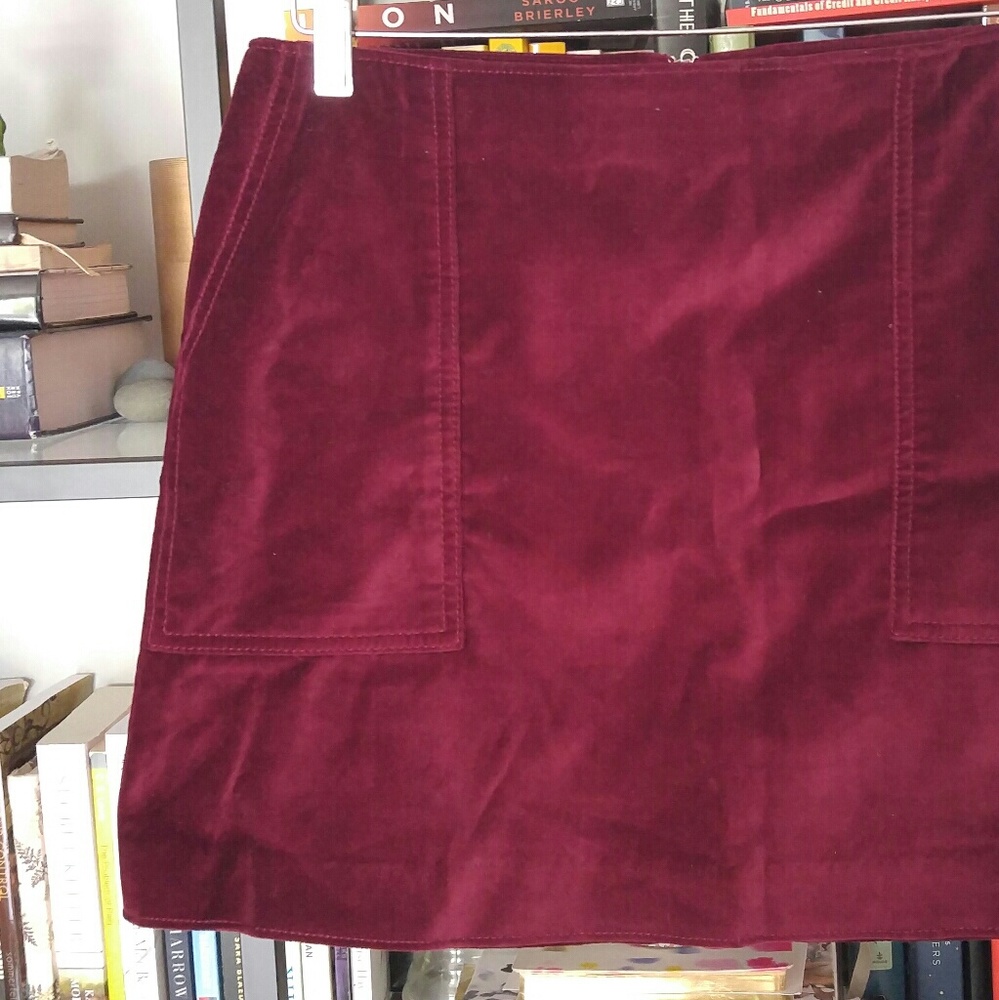 Velvet Mini Skirt in Burgundy Wine color