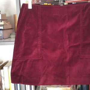 Velvet Mini Skirt in Burgundy Wine color