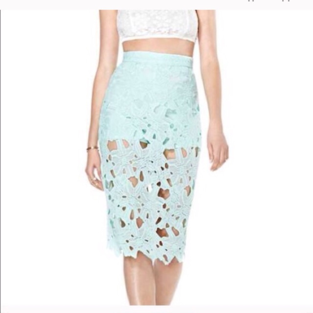 Nasty gal mint skirt with shorts lace crochet