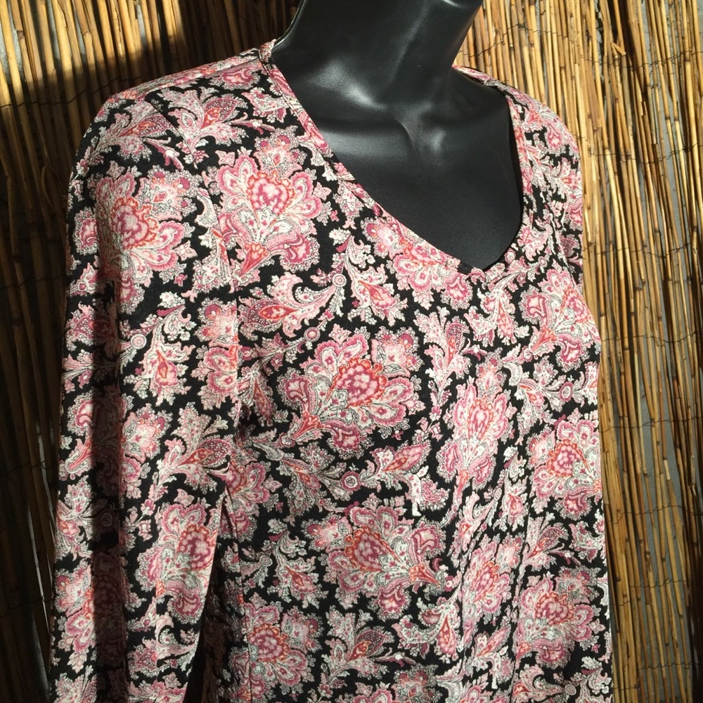 Large floral flared sleeve top