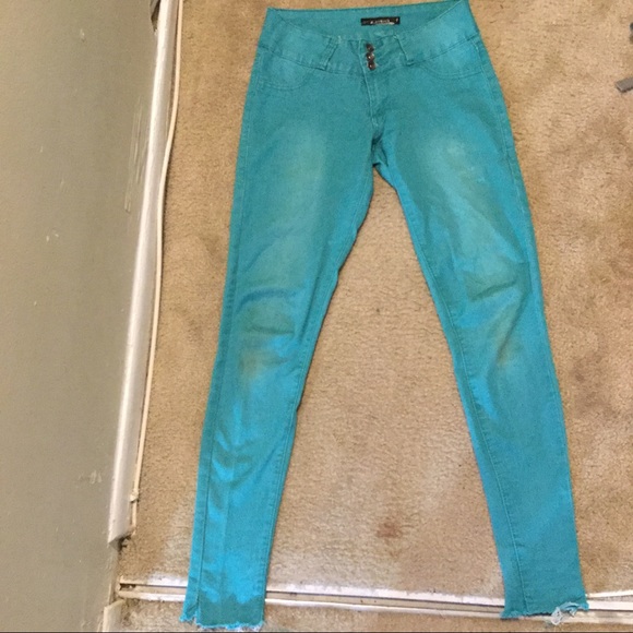 Teal Skinny Jeans - Picture 3 of 3
