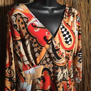 Dress Barn large bold orange black top