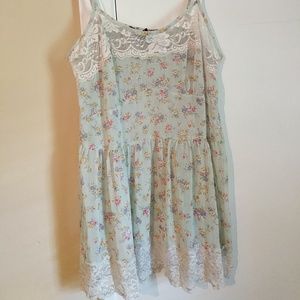 Mint Floral Lace Babydoll Cami