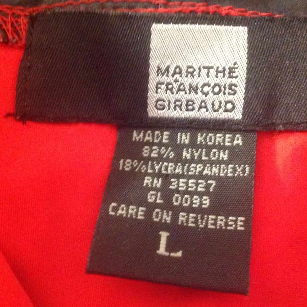 Y2K Vintage Marithe Francois Girbaud Red Black Hooded Pullover Nylon Spandex L - Picture 4 of 7