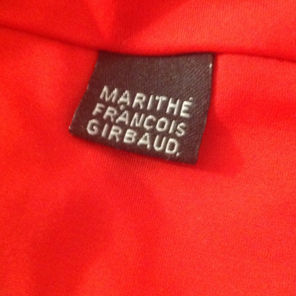 Y2K Vintage Marithe Francois Girbaud Red Black Hooded Pullover Nylon Spandex L - Picture 6 of 7