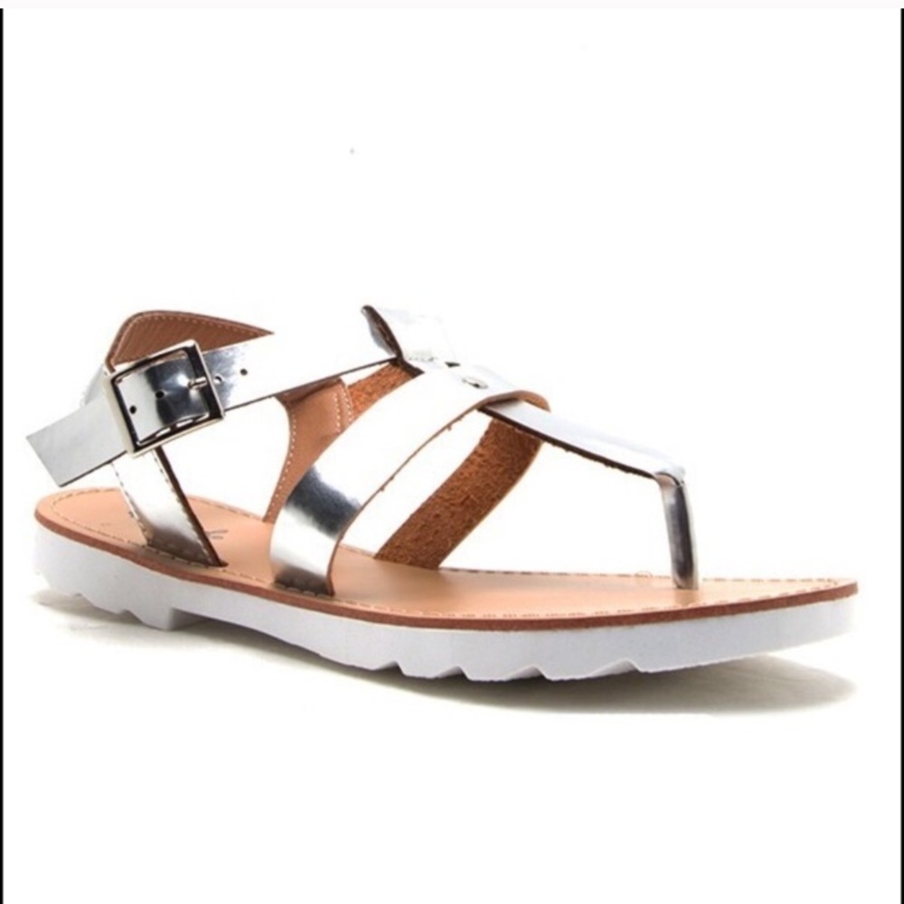 🏆2XHOST PICK🏆⚓️Silver Metallic Sandals - Picture 3 of 4