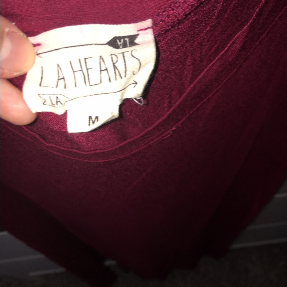 LA Hearts t shirt dress maroon color