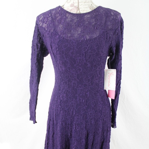 Florencia Fiume of CA Purple Lace Dress Open Back - Picture 2 of 7