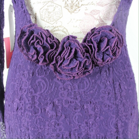 Florencia Fiume of CA Purple Lace Dress Open Back - Picture 4 of 7